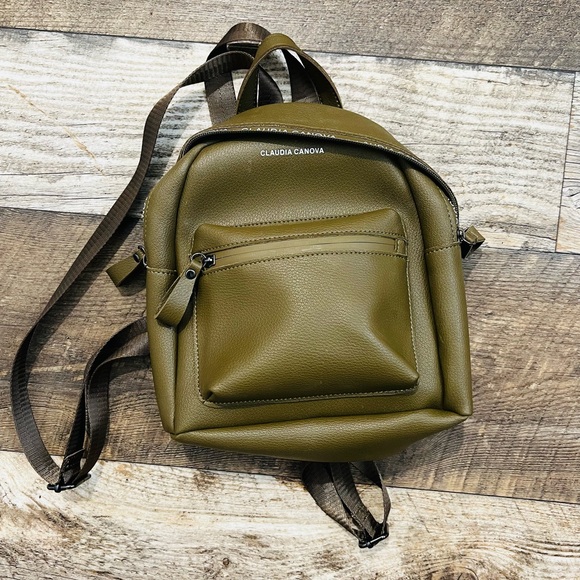 Claudia Canova Khaki Backpack With Logo Tape - Picture 7 of 14